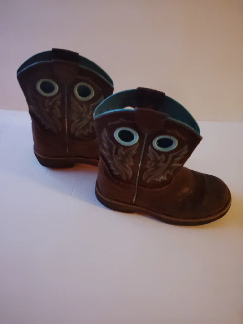Ariat Kids Brown Cowboy Boots with Blue Accents